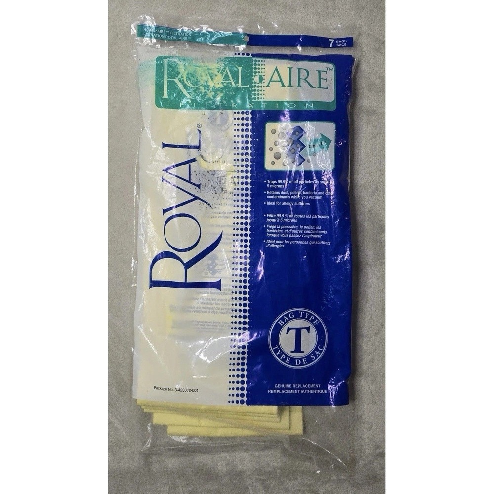 ROYAL‎  AIRE TYPE T VACUUM BAGS 7 Pack Genuine 3-423002-001 Sealed NEW